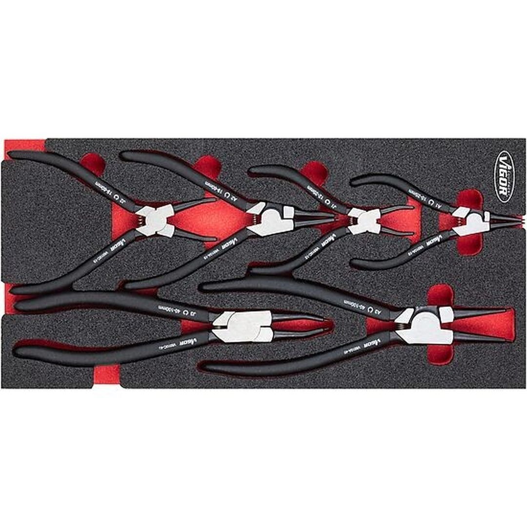 фотография Набор щипцов для стопорных колец V4999N Vigor Германия Набор щипцов 180 мм для стопорных колец V4442 Vigor Германия фото