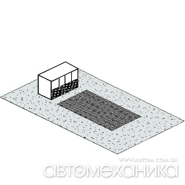 Схема поста подготовки: экстрактор и металлические решетки на бетонном основании